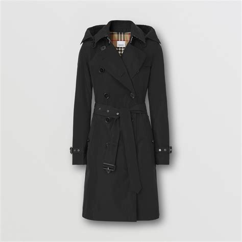 burberry mit kapuze|Mittellanger Trenchcoat „Kensington“ aus  .